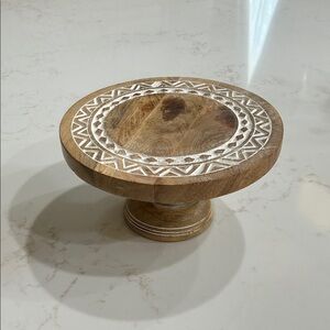 Wooden Pedestal Stand with White Accents